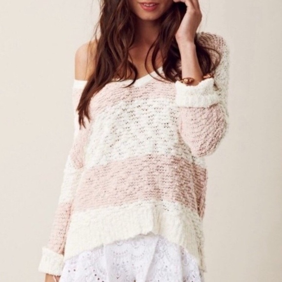Free People Sweaters - Free People pink & cream sweater